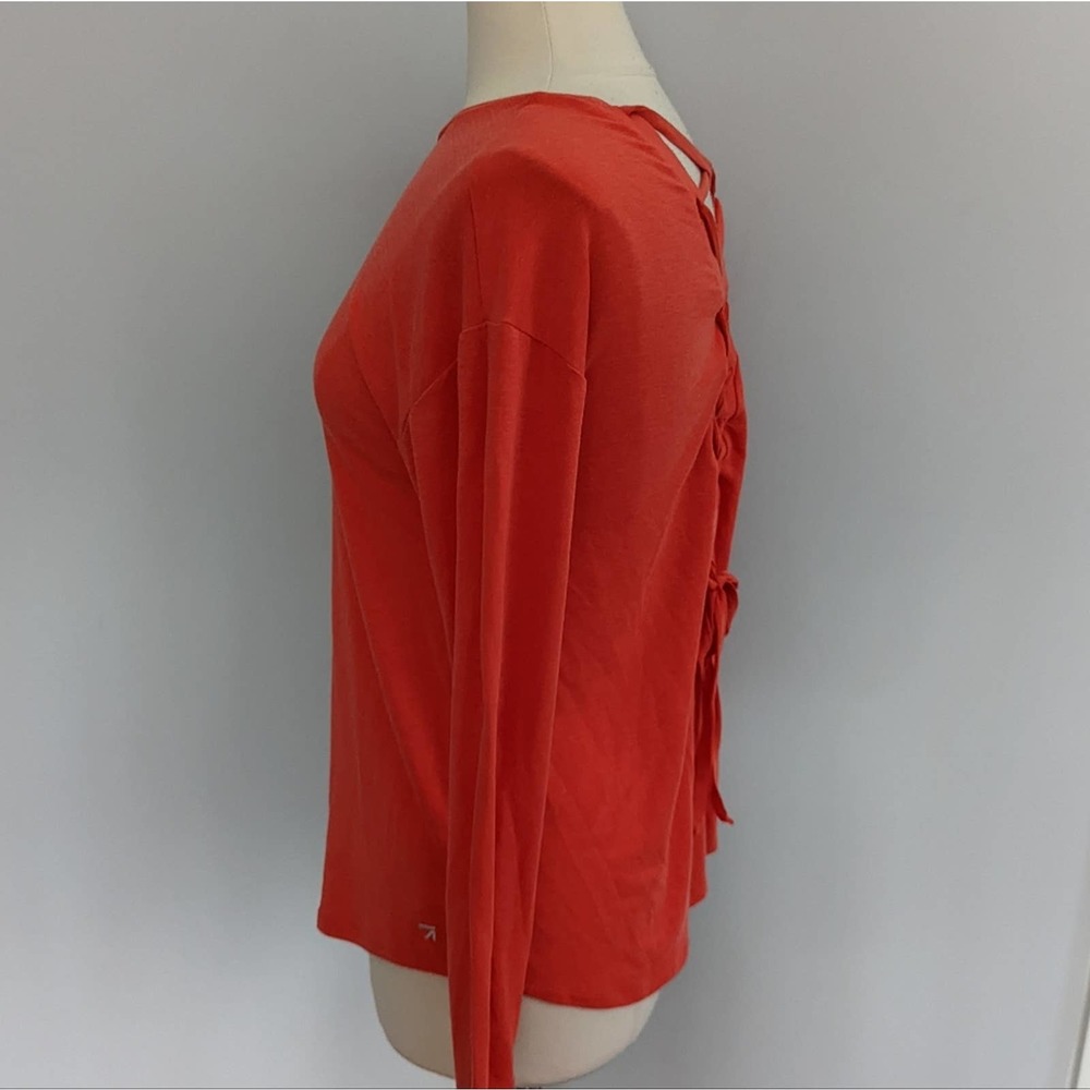 GAP Body Lace Up Back Coral Medium Long Sleeve Comfy - Picture 2 of 5